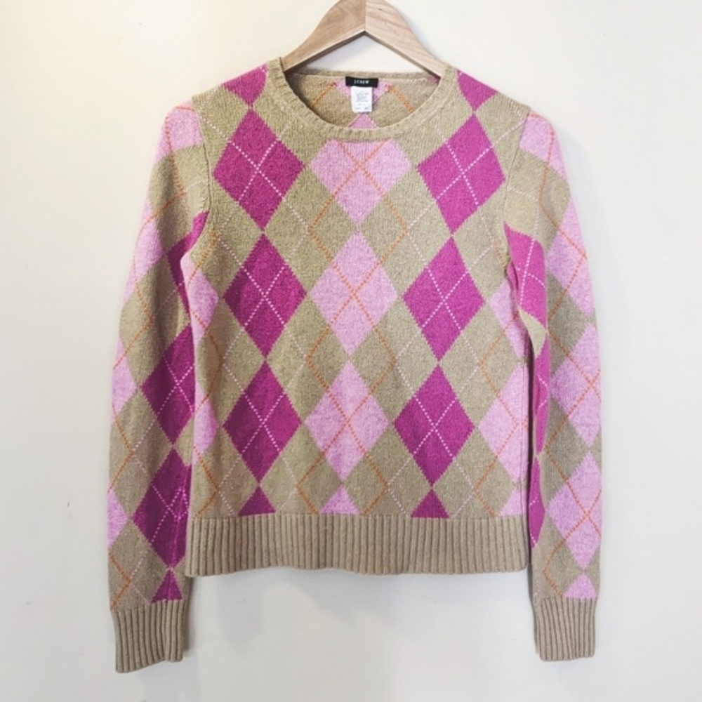 JCREW Crew Neck Sweater - Tan & Pink - Size M